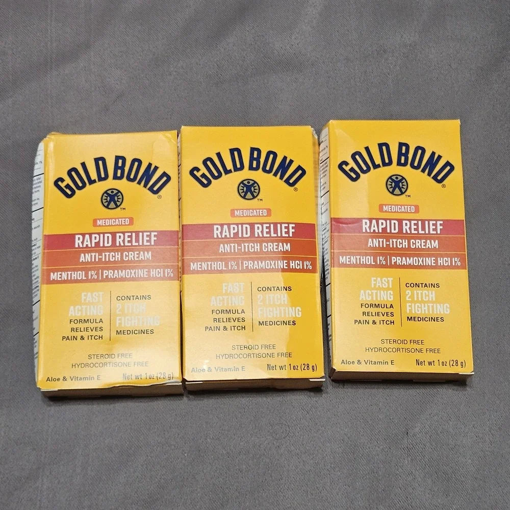 (3)‎ Gold Bond Medicated Rapid Relief Anti-Itch Cream 1 oz Ea. Expires 12/25